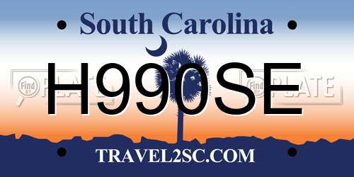 H990SE South Carolina License Plate