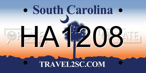 HA1208 South Carolina License Plate