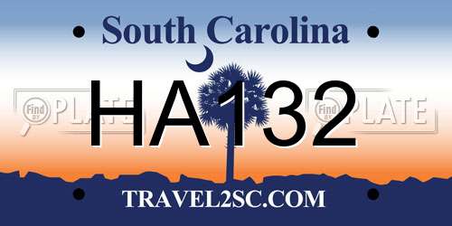 HA132 South Carolina License Plate