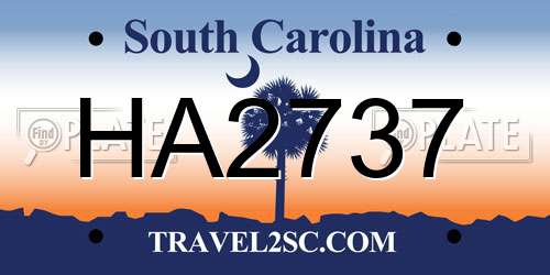 HA2737 South Carolina License Plate