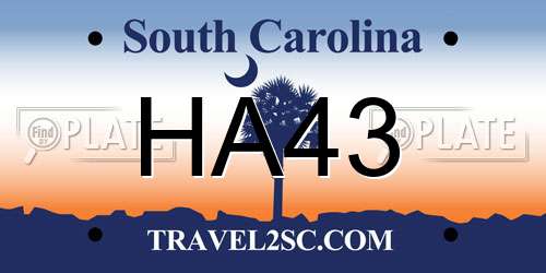 HA43 South Carolina License Plate
