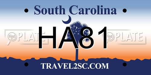 HA81 South Carolina License Plate