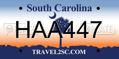 HAA447 South Carolina License Plate