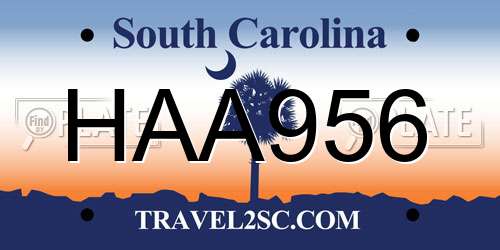 HAA956 South Carolina License Plate