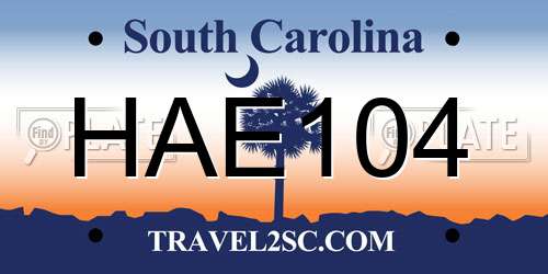 HAE104 South Carolina License Plate