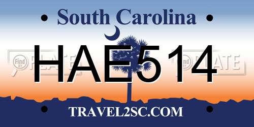 HAE514 South Carolina License Plate