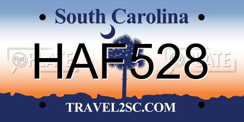 HAF528 South Carolina License Plate