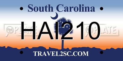 HAI210 South Carolina License Plate
