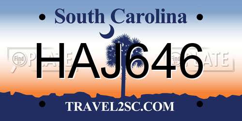 HAJ646 South Carolina License Plate