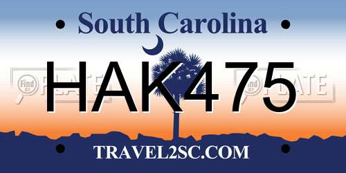 HAK475 South Carolina License Plate
