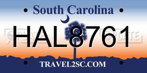 HAL8761 South Carolina License Plate