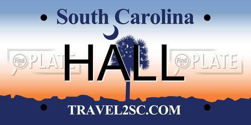 HALL South Carolina License Plate
