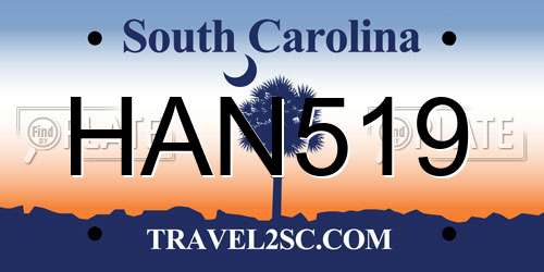 HAN519 South Carolina License Plate