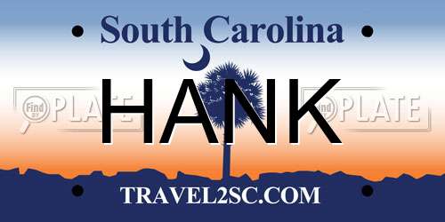 HANK South Carolina License Plate