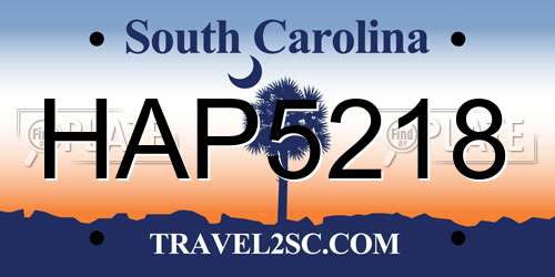 HAP5218 South Carolina License Plate