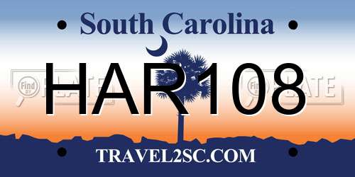 HAR108 South Carolina License Plate