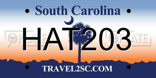 HAT203 South Carolina License Plate