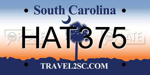 HAT375 South Carolina License Plate