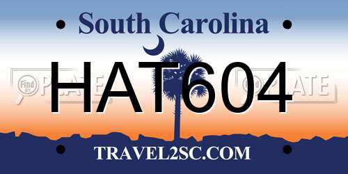 HAT604 South Carolina License Plate