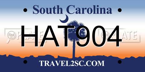 HAT904 South Carolina License Plate