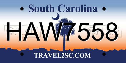 HAW7558 South Carolina License Plate