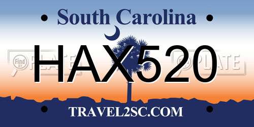 HAX520 South Carolina License Plate