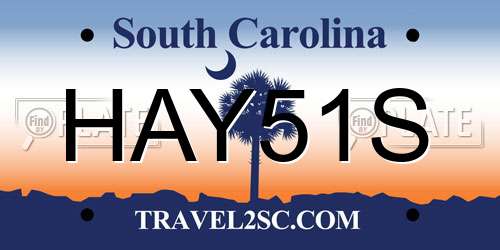 HAY51S South Carolina License Plate