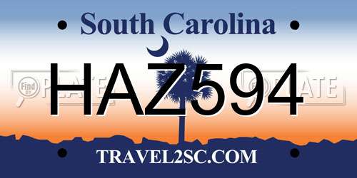 HAZ594 South Carolina License Plate