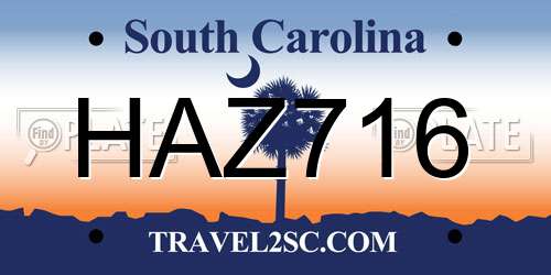HAZ716 South Carolina License Plate