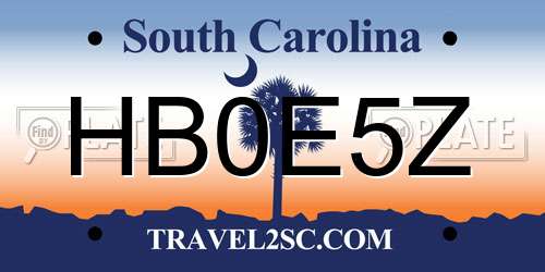 HB0E5Z South Carolina License Plate
