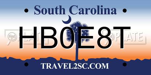 HB0E8T South Carolina License Plate