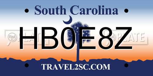 HB0E8Z South Carolina License Plate