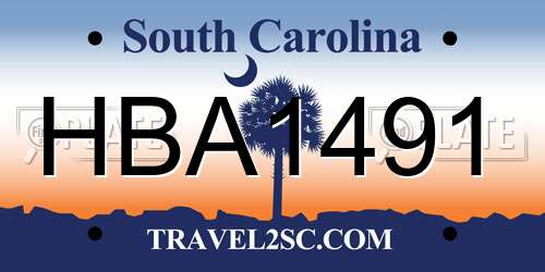 HBA1491 South Carolina License Plate