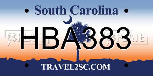HBA383 South Carolina License Plate