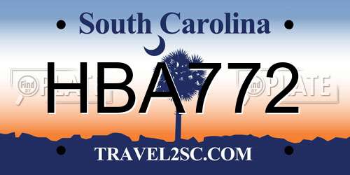 HBA772 South Carolina License Plate