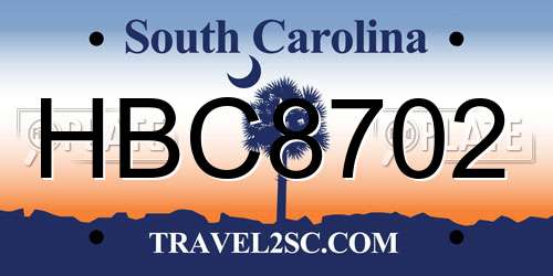 HBC8702 South Carolina License Plate