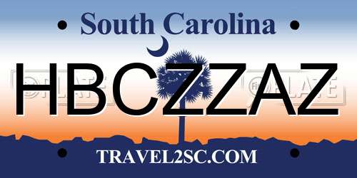 HBCZZAZ South Carolina License Plate
