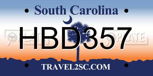 HBD357 South Carolina License Plate