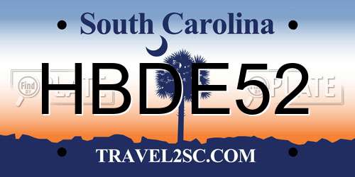 HBDE52 South Carolina License Plate