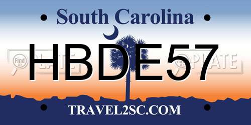 HBDE57 South Carolina License Plate