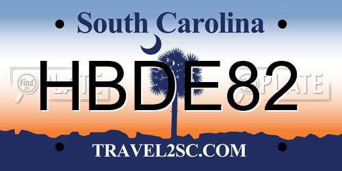 HBDE82 South Carolina License Plate