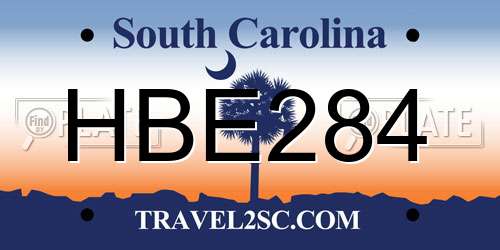 HBE284 South Carolina License Plate