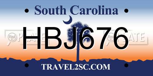 HBJ676 South Carolina License Plate