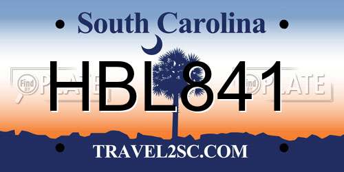 HBL841 South Carolina License Plate
