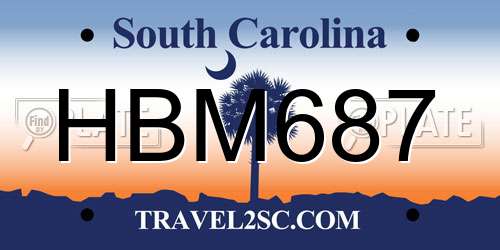HBM687 South Carolina License Plate