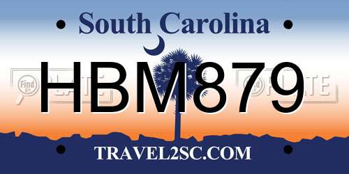 HBM879 South Carolina License Plate