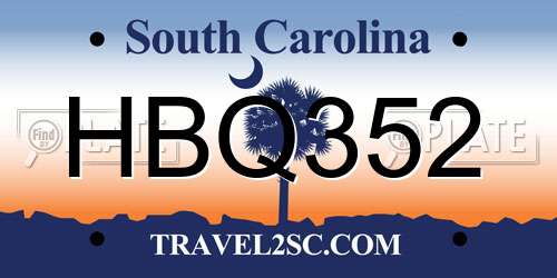 HBQ352 South Carolina License Plate