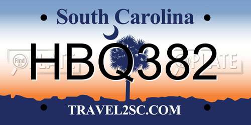 HBQ382 South Carolina License Plate