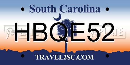 HBQE52 South Carolina License Plate