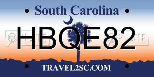 HBQE82 South Carolina License Plate